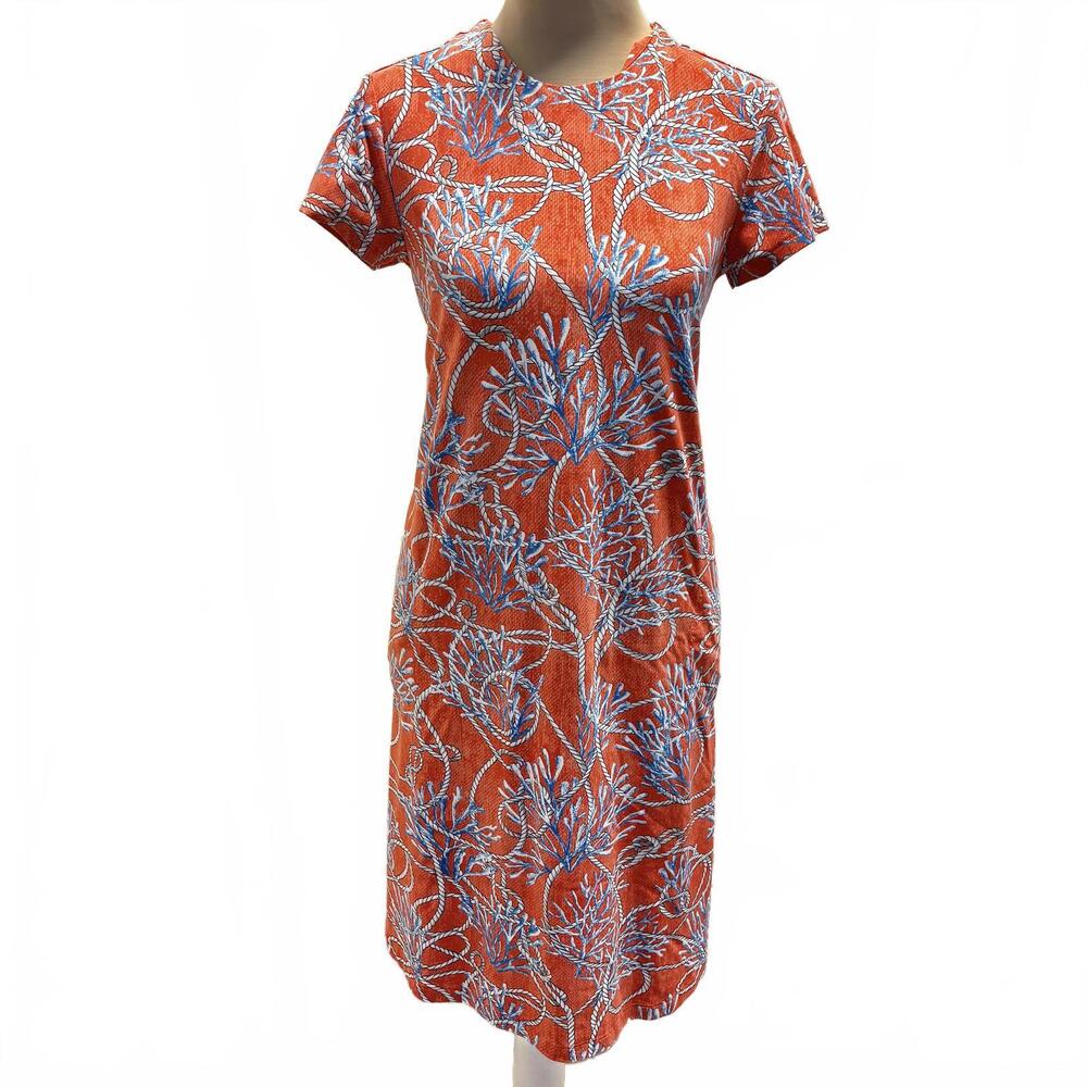 J. McLaughlin Sanibel Shift Dress Coral Rope Golf Stretch